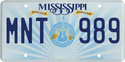 MS license plate MNT989