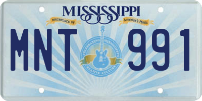 MS license plate MNT991