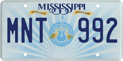 MS license plate MNT992