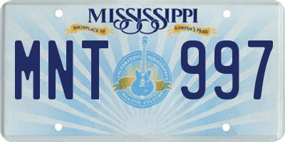 MS license plate MNT997