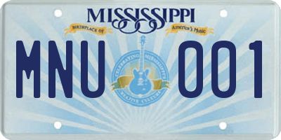 MS license plate MNU001