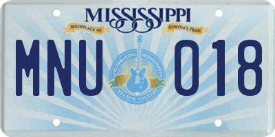 MS license plate MNU018