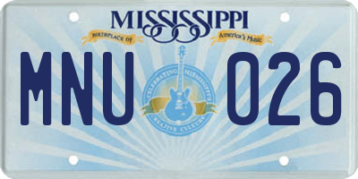 MS license plate MNU026