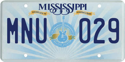 MS license plate MNU029