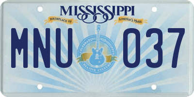 MS license plate MNU037