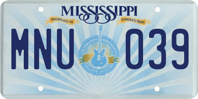 MS license plate MNU039