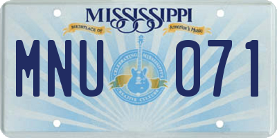 MS license plate MNU071