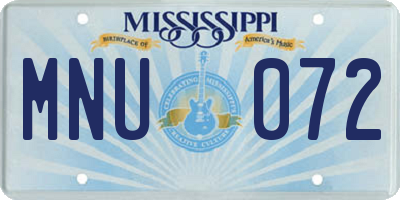 MS license plate MNU072