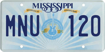 MS license plate MNU120