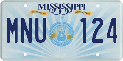 MS license plate MNU124