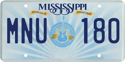 MS license plate MNU180