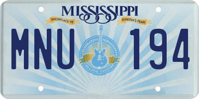 MS license plate MNU194