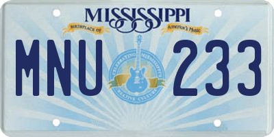 MS license plate MNU233