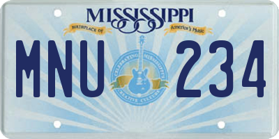 MS license plate MNU234