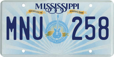 MS license plate MNU258