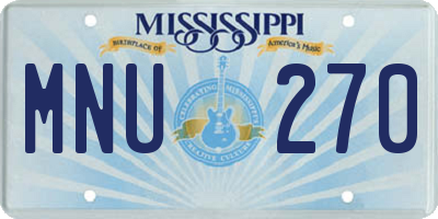 MS license plate MNU270