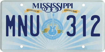 MS license plate MNU312