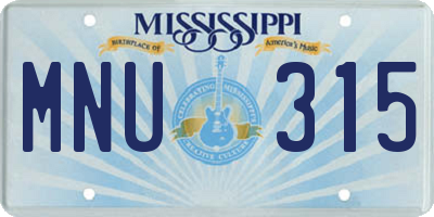 MS license plate MNU315