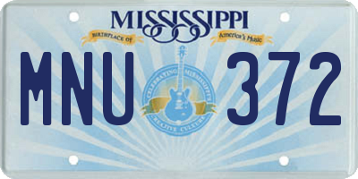 MS license plate MNU372