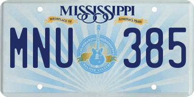 MS license plate MNU385