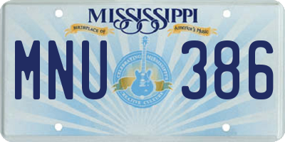 MS license plate MNU386