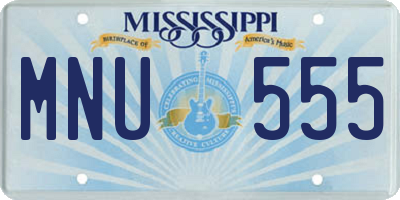 MS license plate MNU555