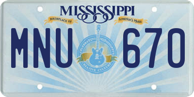 MS license plate MNU670
