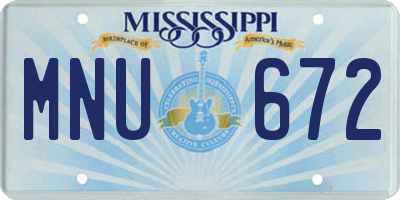 MS license plate MNU672