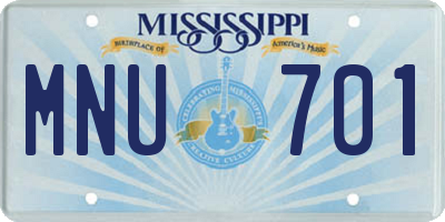 MS license plate MNU701