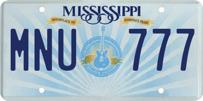 MS license plate MNU777