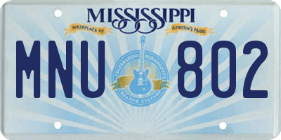 MS license plate MNU802