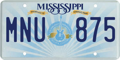 MS license plate MNU875