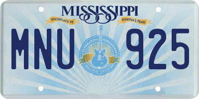 MS license plate MNU925