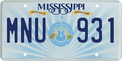 MS license plate MNU931