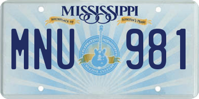 MS license plate MNU981
