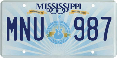 MS license plate MNU987
