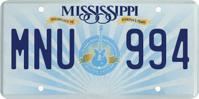 MS license plate MNU994