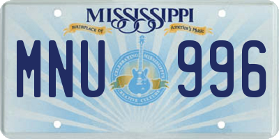 MS license plate MNU996