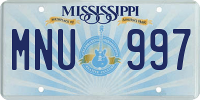 MS license plate MNU997