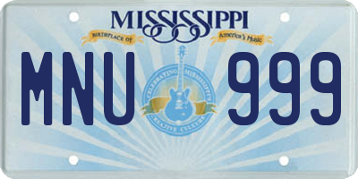 MS license plate MNU999