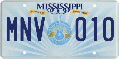 MS license plate MNV010