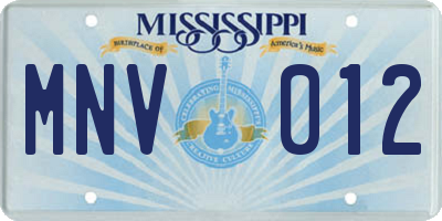MS license plate MNV012
