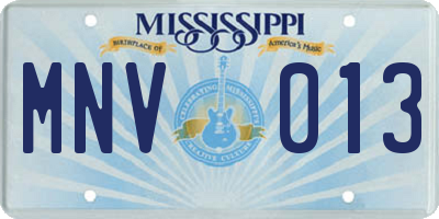 MS license plate MNV013