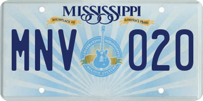 MS license plate MNV020