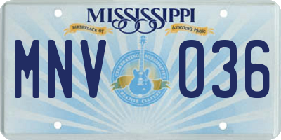 MS license plate MNV036