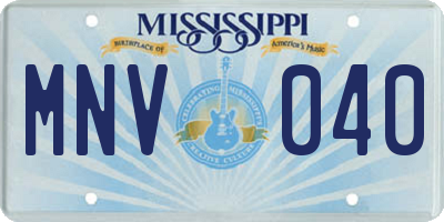 MS license plate MNV040