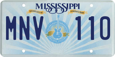MS license plate MNV110