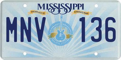 MS license plate MNV136