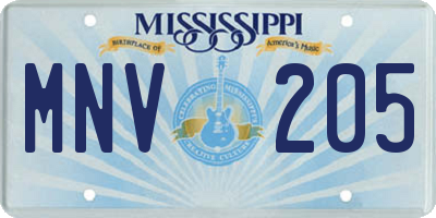 MS license plate MNV205