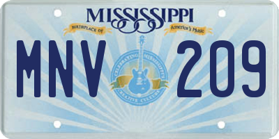 MS license plate MNV209